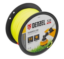 Леска для триммера круглая, 3,0мм х 123м, на DIN катушке FLEX CORD,  Denzel