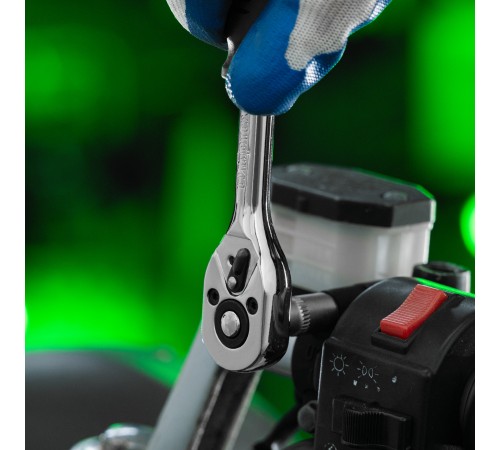 Ключ-трещотка 1/4", 45 зубьев, с быстрым сбросом, CrV, хром Сибртех