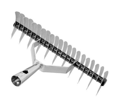 Грабли двусторонние аэраторные, стальные, зубъя 11/21шт, 340 мм, без черенка, BASE Palisad