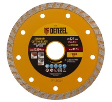 Диск алмазный, отрезной Turbo, 125 х 22.2 мм, сухая резка Denzel