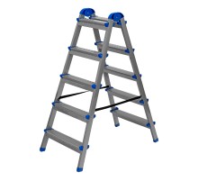 Стремянка двухсторонняя 5 ступеней, сталь профиль, стальные ступени, Сибртех