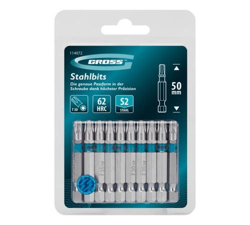 Бита Torx 30х50мм, сталь S2, шестигр., 10 шт. Gross
