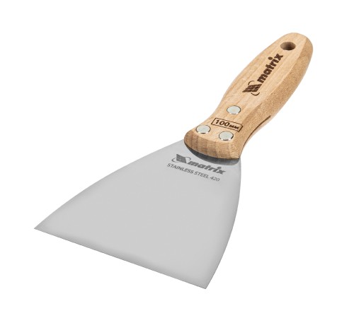 Шпательная лопатка из нержавеющей стали, 100 мм, буковая рукоятка, EFP Matrix