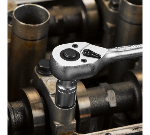 Ключ-трещотка 1/4", 90 зубьев, с быстрым сбросом, CrV Denzel