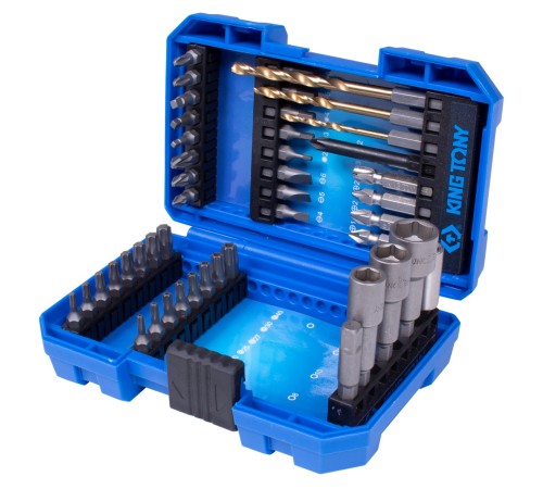 Набор вставок (бит) 1/4", PH, PZ, Hex, Torx, Slotted, Square, сверла, 45 предметов KING TONY 1045MR Набор вставок (бит) 1/4", PH, PZ, Hex, Torx, Slotted, Square, сверла, 45 предметов KING TONY 1045MR