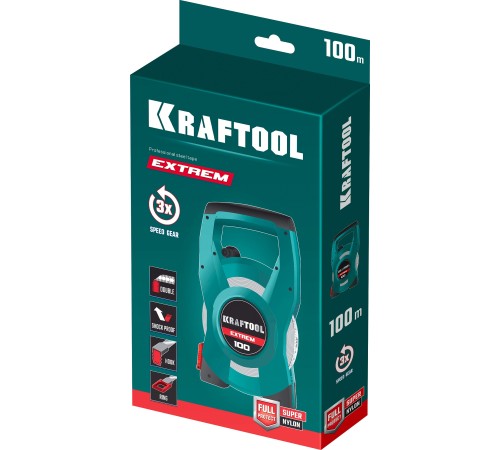 KRAFTOOL EXTREM, 100 м, геодезическая стальная мерная лента KRAFTOOL EXTREM, 100 м, геодезическая стальная мерная лента
