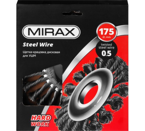 MIRAX Ø 175 мм, щетка-крацовка дисковая для УШМ 35140-175 MIRAX Ø 175 мм, щетка-крацовка дисковая для УШМ 35140-175