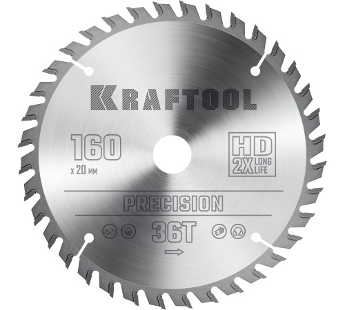 KRAFTOOL Precision, 160 х 20 мм, 36Т, пильный диск по дереву (36952-160-20) KRAFTOOL Precision, 160 х 20 мм, 36Т, пильный диск по дереву (36952-160-20)