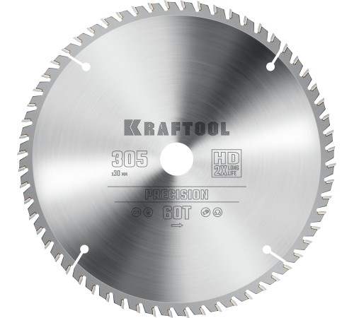 KRAFTOOL Precision, 305 х 30 мм, 60Т, пильный диск по дереву (36952-305-30)