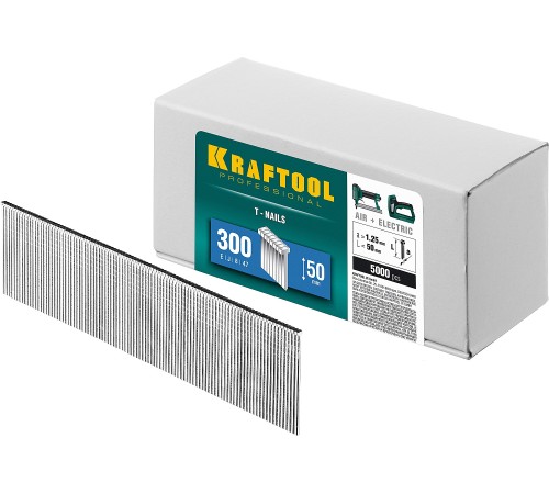 KRAFTOOL гвозди тип 300, 50 мм, гвозди для нейлера 31785-50 KRAFTOOL гвозди тип 300, 50 мм, гвозди для нейлера 31785-50