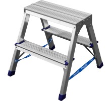 СИБИН 2 ступени, алюминиевая, двухсторонняя стремянка (38825-02)