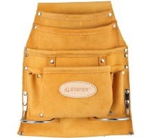 STAYER кожаная, 2 скобы, поясная сумка для инструментов с 10 карманами, Professional (38517) STAYER кожаная, 2 скобы, поясная сумка для инструментов с 10 карманами, Professional (38517)