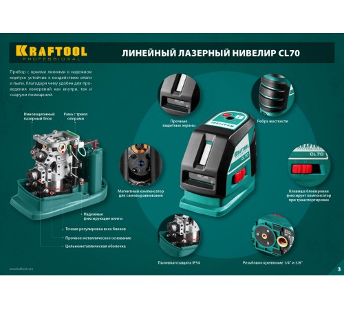 KRAFTOOL линейный лазерный нивелир CL70 34660 Professional KRAFTOOL линейный лазерный нивелир CL70 34660 Professional