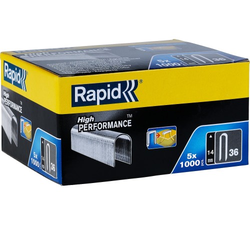 RAPID 5000 шт., 14 мм, тип 36, супертвердые, профессиональные, плоские скобы 11886910 RAPID 5000 шт., 14 мм, тип 36, супертвердые, профессиональные, плоские скобы 11886910