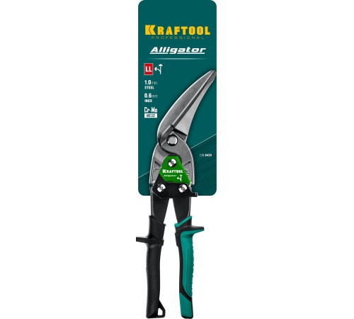 KRAFTOOL 280 мм, левые удлинённые ножницы по металлу Alligator 2328-LL KRAFTOOL 280 мм, левые удлинённые ножницы по металлу Alligator 2328-LL