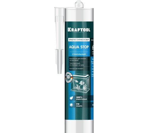 KRAFTOOL KRAFTSeal GX107 ″AQUA STOP″, 300 мл, прозрачный, стекольный силиконовый герметик (41256-2) KRAFTOOL KRAFTSeal GX107 ″AQUA STOP″, 300 мл, прозрачный, стекольный силиконовый герметик (41256-2)