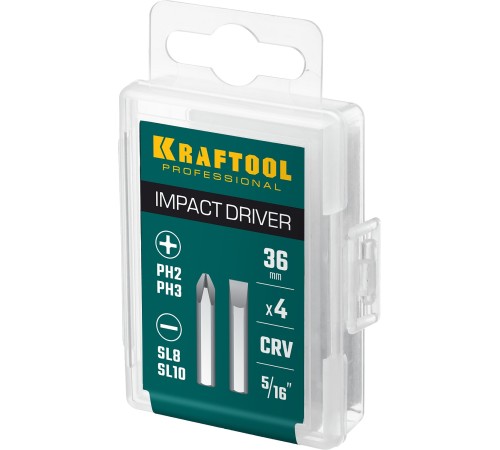 KRAFTOOL 4 шт, 36 мм, набор бит для ударной отвертки 25551 KRAFTOOL 4 шт, 36 мм, набор бит для ударной отвертки 25551