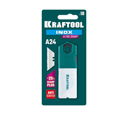 KRAFTOOL INOX-A24, 10 шт, нержавеющие трапециевидные лезвия (09626-S10) KRAFTOOL INOX-A24, 10 шт, нержавеющие трапециевидные лезвия (09626-S10)