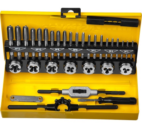 STAYER 32 предмета, легированная сталь, набор метчиков и плашек MaxCut Master STAYER 32 предмета, легированная сталь, набор метчиков и плашек MaxCut Master