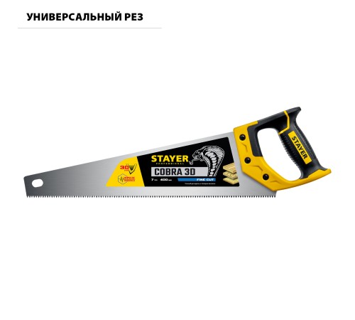 STAYER 7 TPI, 400 мм, ножовка универсальная (пила) COBRA 3D 1512-40_z01 Professional STAYER 7 TPI, 400 мм, ножовка универсальная (пила) COBRA 3D 1512-40_z01 Professional