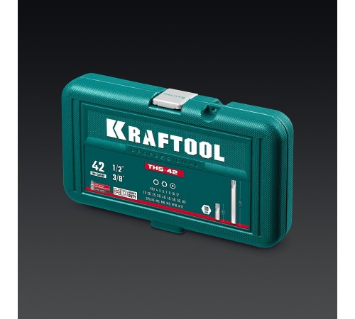 KRAFTOOL THS-42, 42 шт (HEX, TX, SPLINE) хвостовик 10 мм под квадрат 1/2″ набор специальных бит (26554) KRAFTOOL THS-42, 42 шт (HEX, TX, SPLINE) хвостовик 10 мм под квадрат 1/2″ набор специальных бит (26554)