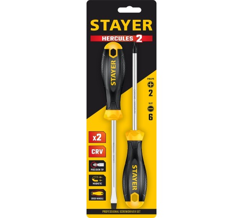 STAYER 2 шт, набор отверток HERCULES-2 2513-H2_z02 STAYER 2 шт, набор отверток HERCULES-2 2513-H2_z02