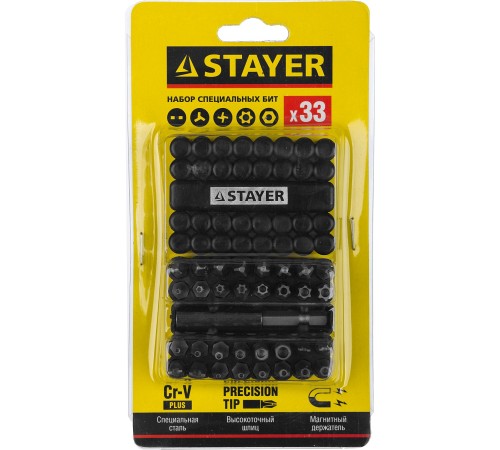STAYER 33 шт., набор специальных бит 26084-H33 STAYER 33 шт., набор специальных бит 26084-H33