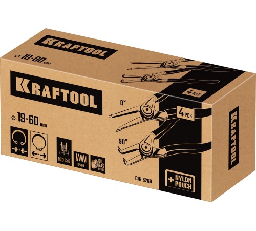 KRAFTOOL 4 шт, 180 мм, съемник стопорных колец (22812-H4)