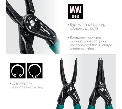 KRAFTOOL 4 шт, 180 мм, съемник стопорных колец (22812-H4)