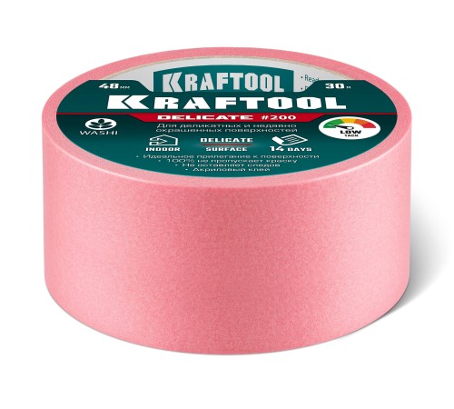 KRAFTOOL #200 Delicate 48 мм х 30 м, для деликатных и недавно окрашенных поверхностей, малярная лента (12102-48) KRAFTOOL #200 Delicate 48 мм х 30 м, для деликатных и недавно окрашенных поверхностей, малярная лента (12102-48)