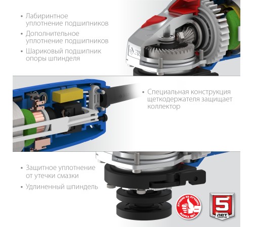 ЗУБР 750 Вт, 125 мм, одноручный хват, углошлифовальная машина (болгарка) УШМ-П125-750 Профессионал