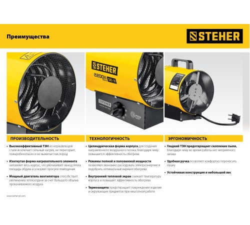 STEHER 2 кВт, электрическая тепловая пушка (SE-3)