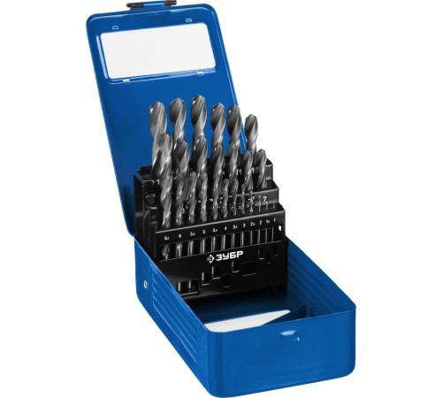 ЗУБР 25 шт. (Ø 1-13 мм), набор сверл по металлу 29621-H25