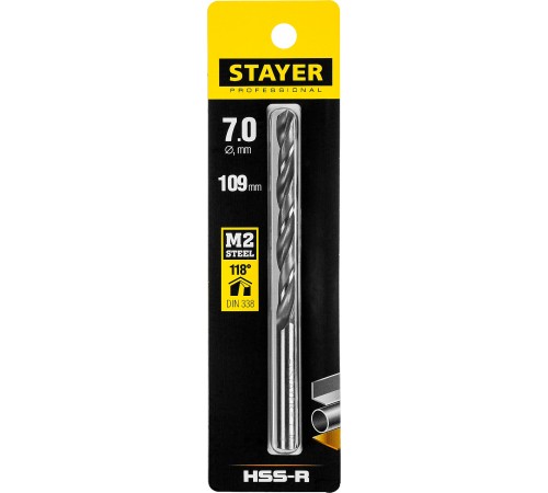 STAYER Ø 7 х 109 мм, сверло спиральное по металлу 29602-7 Professional STAYER Ø 7 х 109 мм, сверло спиральное по металлу 29602-7 Professional