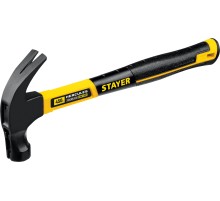 STAYER Hercules-M, 450 г, молоток-гвоздодёр столярный с фиберглассовой рукояткой, Professional (2027-450)