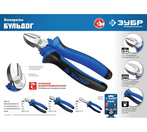 ЗУБР 160 мм, бокорезы 2201-5-16_z02 Профессионал