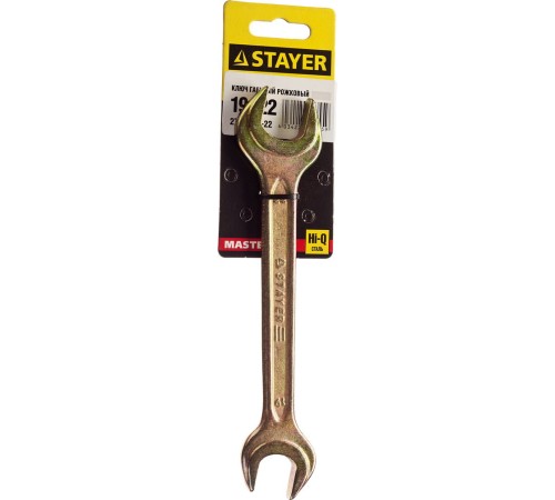 STAYER 19х22 мм, Hi-Q Сталь, оцинкованный, гаечный ключ рожковый 27038-19-22 Master STAYER 19х22 мм, Hi-Q Сталь, оцинкованный, гаечный ключ рожковый 27038-19-22 Master