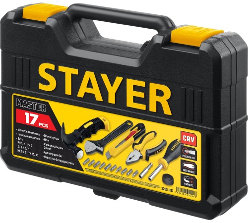STAYER Master-17, 17 предм., универсальный набор инструмента для дома (2205-H17) STAYER Master-17, 17 предм., универсальный набор инструмента для дома (2205-H17)