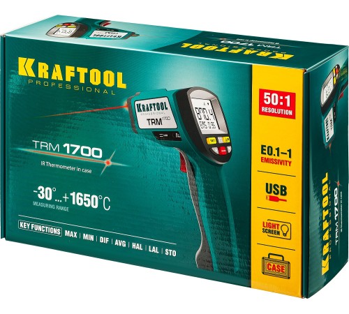 KRAFTOOL -30°С +1650°С, пирометр инфракрасный TRM-1700 45701-1650 KRAFTOOL -30°С +1650°С, пирометр инфракрасный TRM-1700 45701-1650
