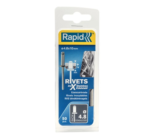 RAPID 4.8 х 10 мм, 50 шт, нержавеющая заклепка (5000396) RAPID 4.8 х 10 мм, 50 шт, нержавеющая заклепка (5000396)