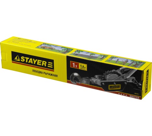 STAYER 1 т, 1,8 м, лебедка ручная рычажная MAXPull 4310-1