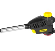 STAYER ProTerm Turbo PG400, 1300°C, турбо нагрев + 30%, газовая горелка с пьезоподжигом на баллон с цанговым соединением(55582)