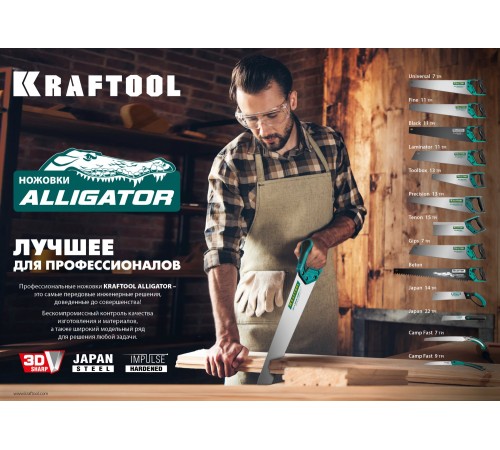 KRAFTOOL 7 TPI, 450 мм, ножовка универсальная Alligator Universal 7 15004-45_z01 KRAFTOOL 7 TPI, 450 мм, ножовка универсальная Alligator Universal 7 15004-45_z01