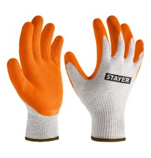 STAYER ULTRA, L-XL, х/б перчатки с рельефным латексным покрытием, противоскользящие (11403-XL)