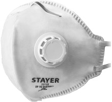 STAYER FV-80, класс защиты FFP1, плоская, фильтрующая полумаска с клапаном выдоха (11113) STAYER FV-80, класс защиты FFP1, плоская, фильтрующая полумаска с клапаном выдоха (11113)