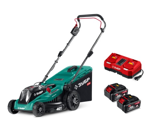 ЗУБР 40 В (2x20В), 400 мм, 2 АКБ LMS (4 Ач), газонокосилка аккумуляторная бесщеточная (ГКЛ-4040-42)