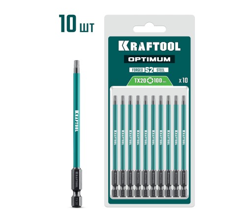 KRAFTOOL OPTIMUM TX 20, 100 мм, 10 шт, биты (26126-20-100-S10)