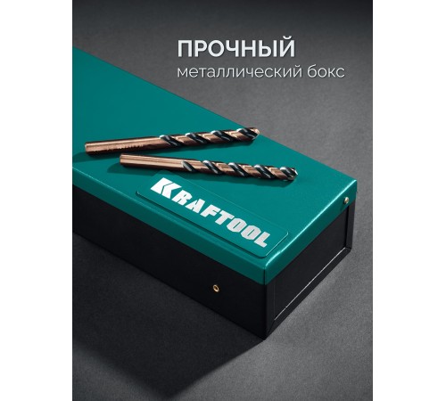 KRAFTOOL Cobalt, 118 шт, (1-13 мм), сталь М42, HSS-Co(8%), набор сверл по металлу (29656-H118)