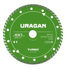 URAGAN TURBO 180 мм, диск алмазный отрезной сегментированный (36706-180)