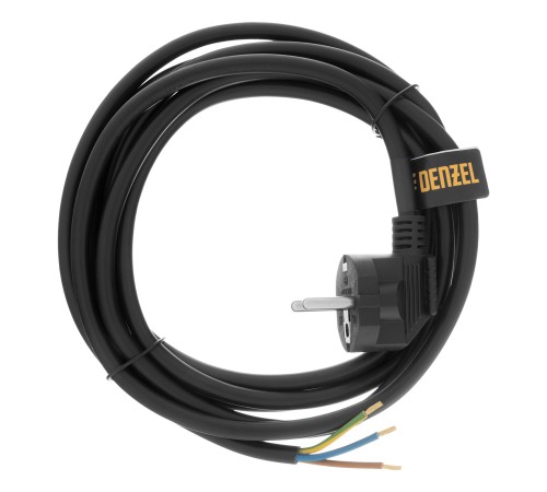 Шнур сетевой Energy Series, ПВС, 3 м, 3 x 1,5 мм, с неразборной вилкой, черный, Denzel